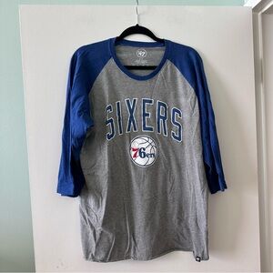 47 Brand Philadelphia 76ers Sixers Raglan Sleeve T-Shirt
